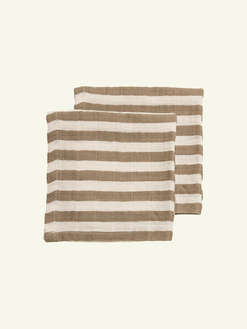 Hydrofiel doek 30x30 | Beige-wit gestreept