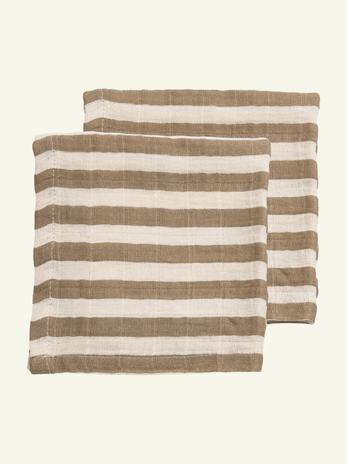 Hydrofiel doek 70x70 | Beige gestreept