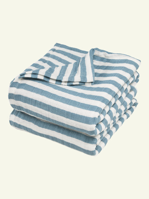 Hydrofiel doek 70x70 | Denimblauw gestreept