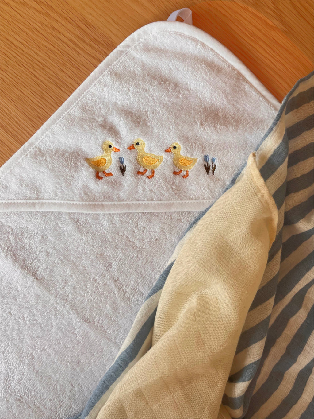 Hydrofiel doek 70x70 | Denimblauw gestreept